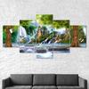 Fairy Forest Waterfall Painting Canvas 5 Piece Five Panel Wall Print Modern Art Poster Home Decor Gift For Him For Her