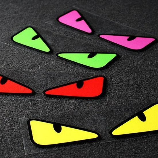 Reflective Devil Eyes Stickers: Creative, Funny Motorbike Expression Decals