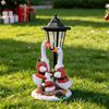 Solar Powered Outdoor Christmas Goose Decor - Family Of Three Resin Garden Path Light Yard Lawn Decoration