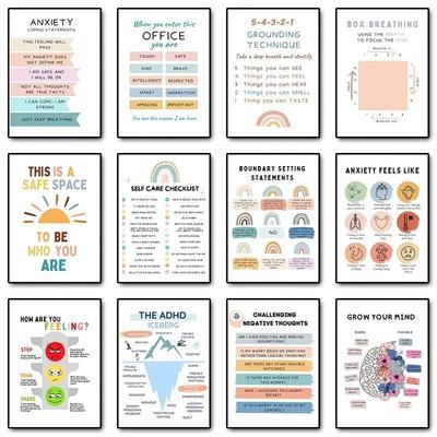 Mental Health Anxiety Relief Psychology Wall Art Canvas Painting Posters Prints Wall Picture for Clinic Therapy Office Decor