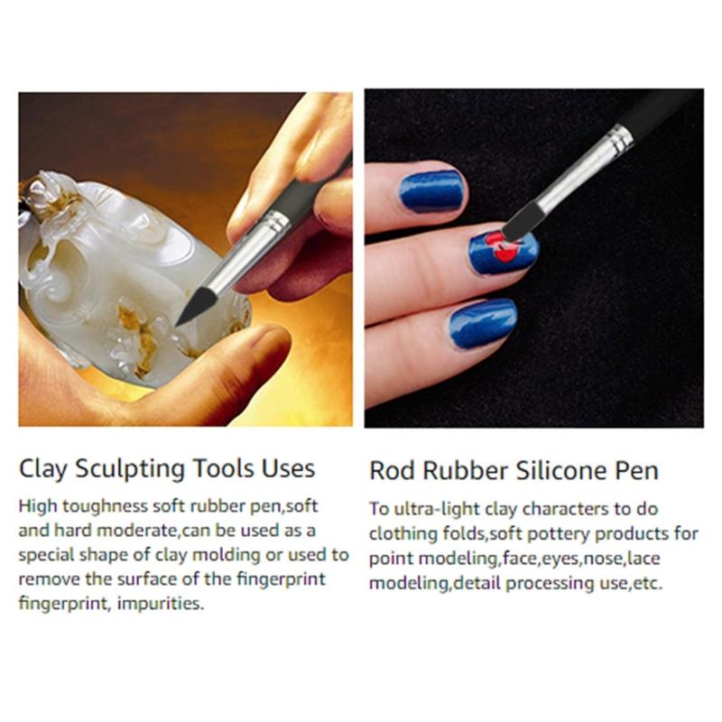 5 PCS Clay Sculpting Tools Silicone Carving Modelling Colouring Tools Clay Color Shaper Silicone Paint Pen with Soft Tip