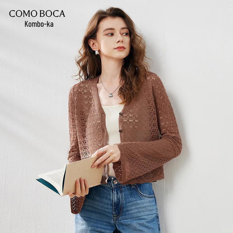 Comonboca Women's Linen Blend Bell Sleeve Knit Cardigan