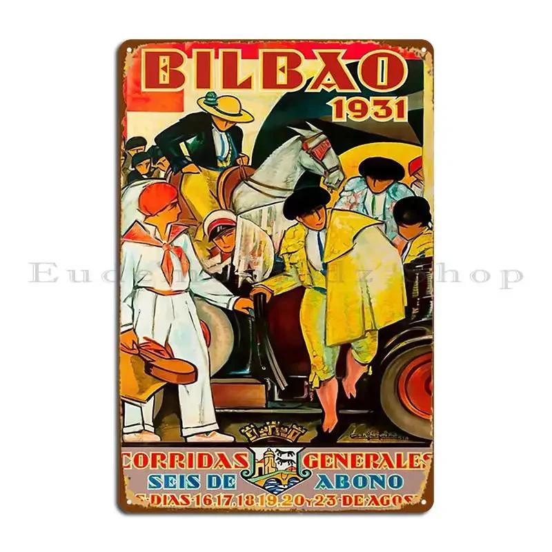Bilbao Spain Vintage Travel Poster Metal Plaque Poster Printing Cinema Garage Wall Plaque Wall Cave Tin Sign Poster 20x30cm(7.8x11.8inch)