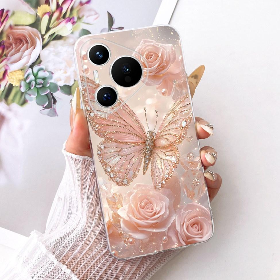 For Huawei Pura 70 Clear Case Aesthetic Luxury Cute Fashion Flowers Funny Painted Casing For Huawei ADY-LX9 ADY-AL00