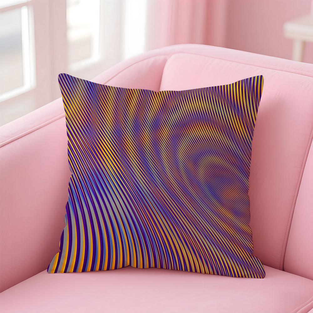 Abstract Trippy Colorful Art Psychedelic Texture Cushion Cover Pillowcase Short Plush Invisible Zipper Room Sofa Cushion Cover