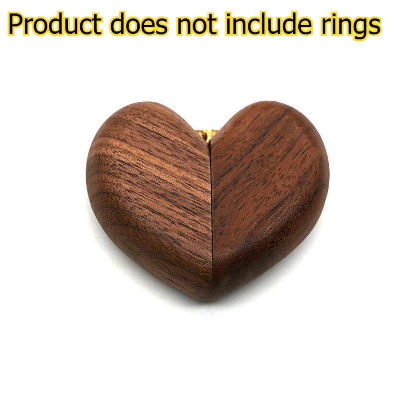 

1pcs Heart-Shaped Wooden Ring Box Valentine s Day Proposal Jewelry Organizer for Engagement Rings Marriage Gifts коричневий