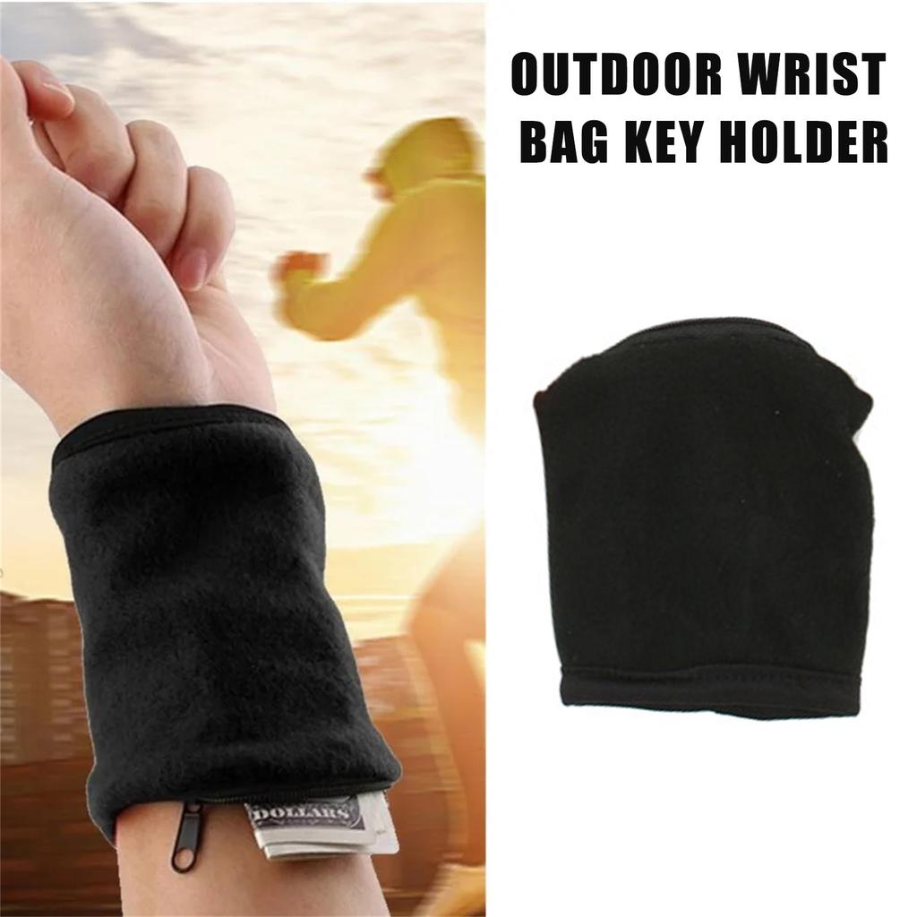 Outdoor Sports Wrist Bag Multifunctional Sweatband Wrist Cover Safe Coin Purse Headphones Storage Zip Pocket Suitable for Fitnes