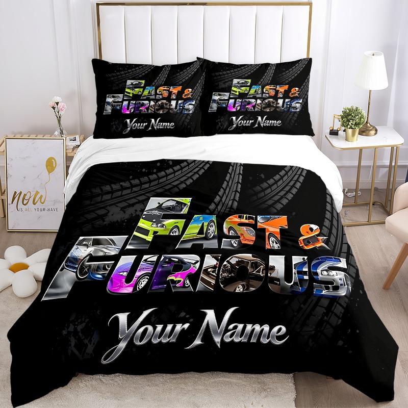 Custom 3pcs Fast Furious Bedding Sets For All Sizes New 9D Printed Bed Cover Comforter Duvet Cover Pillowcase Bedroom Decoration