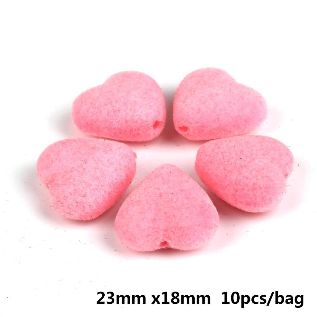 10/20Pcs Acrylic Velvet Heart-shaped Pendant Charm For Jewelry Making DIY Earring Accessories