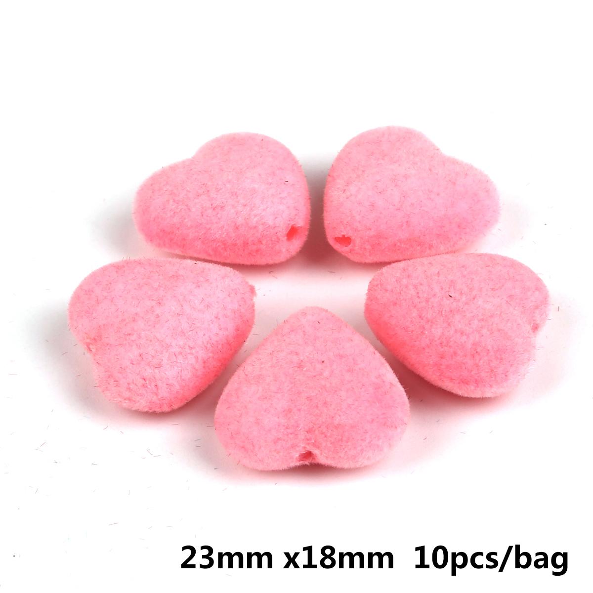 

23x18 мм акриловые бархатные бусины в форме сердца с подвеской для изготовления ювелирных изделий DIY серьги 23x18mm 10pcs розовый