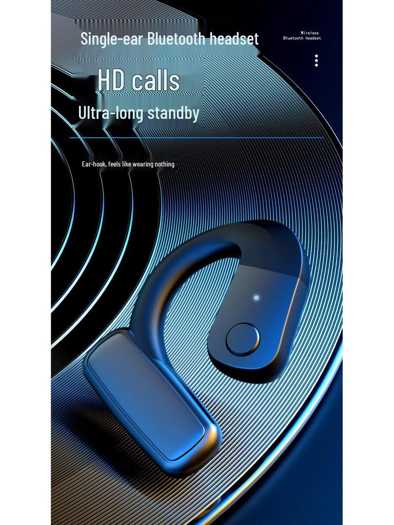 Universal Left/Right Ear-Hook Wireless Bluetooth In-Ear Headphones for Sports, Running, Driving, Cycling, and Food Delivery.