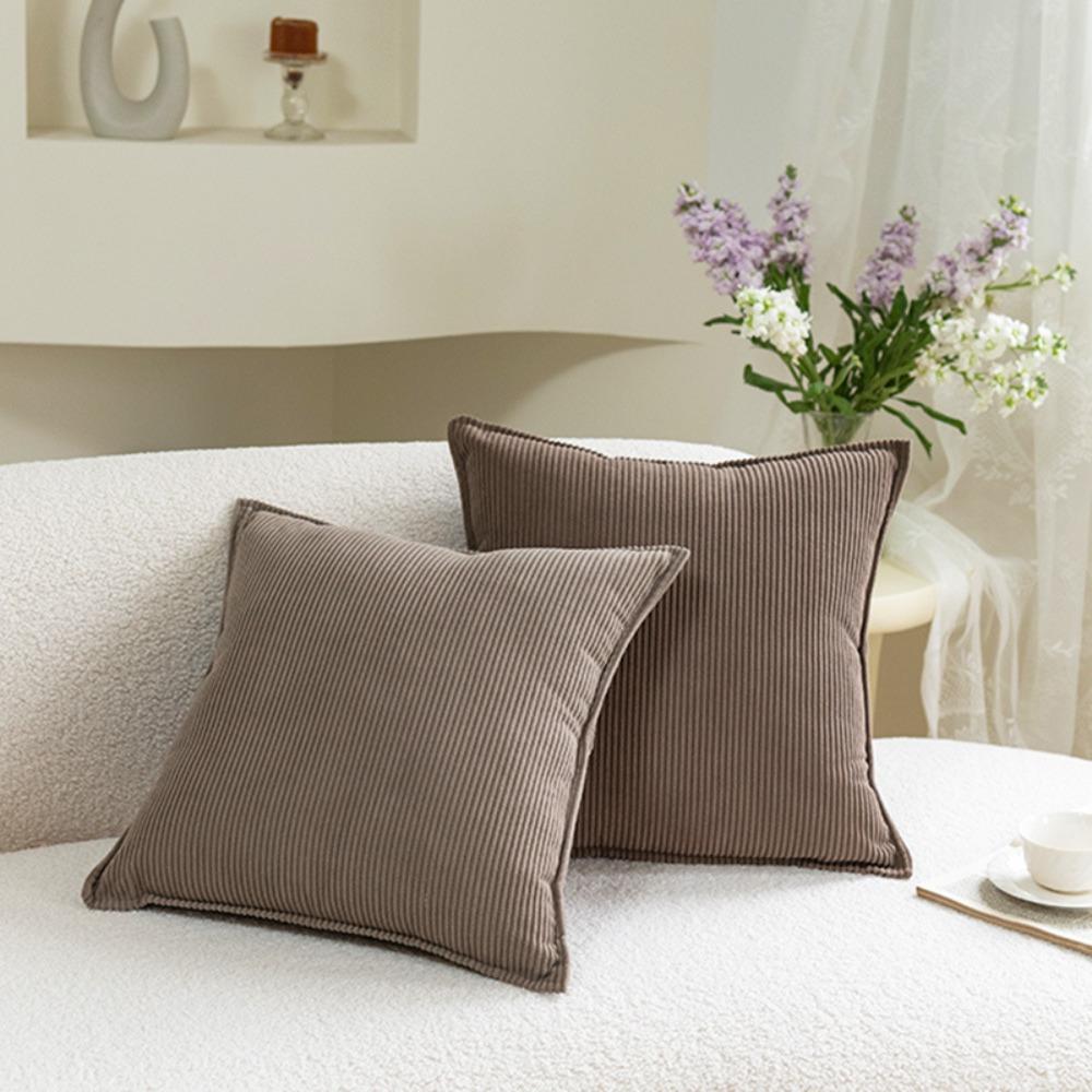 Solid Color Sofa Pillowcase Japanese style Cushion Cover Corduroy Striped Throw Pillow Cover Couch