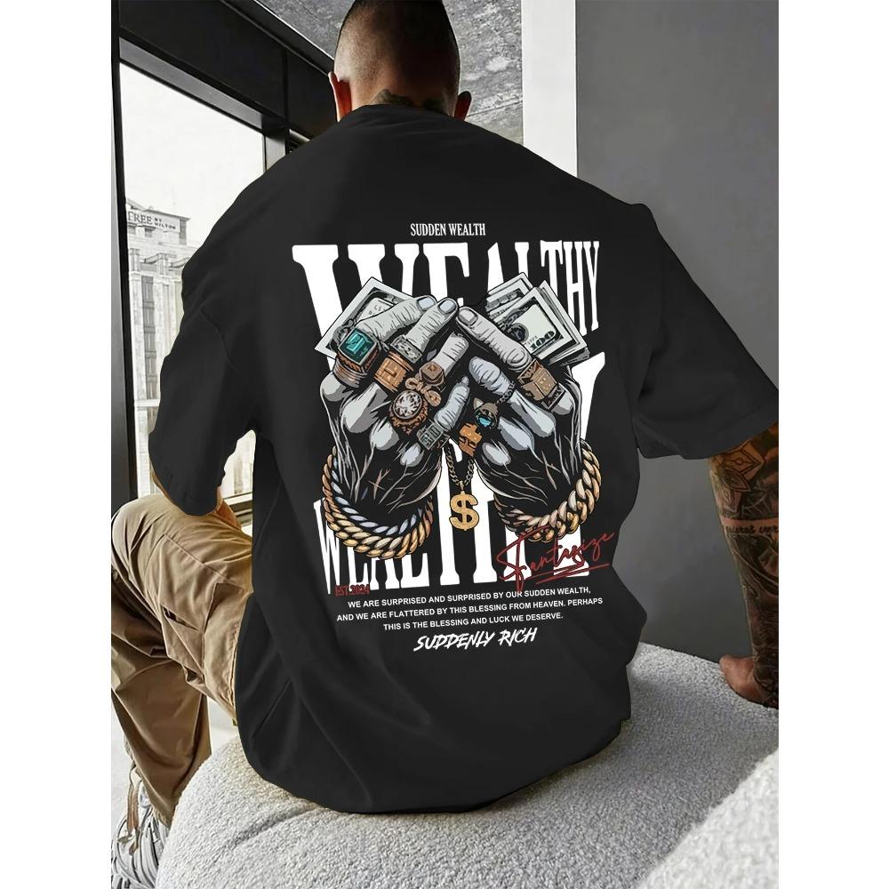 Lässiges Herren-Grafik-T-Shirt mit einzigartigem Handschmuck-Design - Weiche Mischung, Stretch-Passform, Perfekt für Sommerausflüge