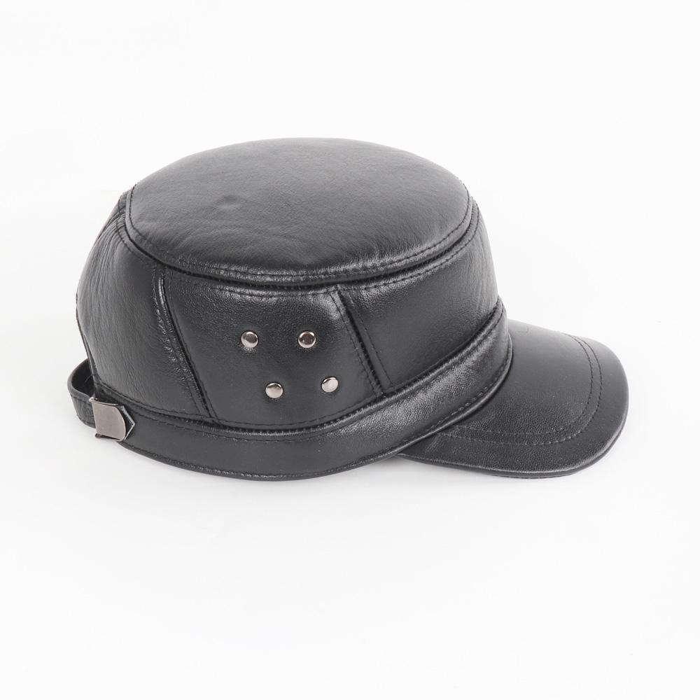 Male Genuine Cowhide Lerther Hats Men Autumn Winter Real Cowhide Lerther Hat Outdoor Keep Warm Natural Cow Leather Cap