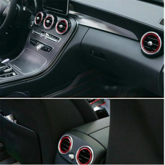 7 Red Stainless Steel Car Front Rear Air Vent Decoration Sticker For Benz C W205