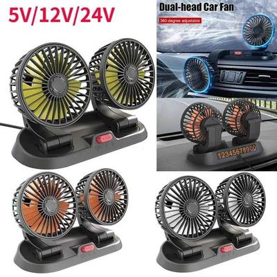 Ventilateur de voiture ventilateur de refroidissement de voiture double tête Usb ventilateur de voiture 2 vitesses réglables pour refroidisseur automatique ventilateur d'air accessoires de voiture ventilateur pour voiture