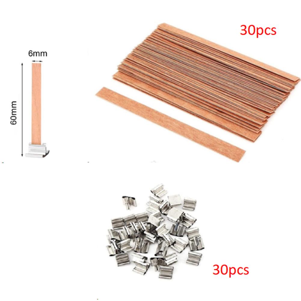 Craft Tool Smokeless Core Candle Core Making Supplies With Square Base Wood 30pcs/Set Accessories Candle Making