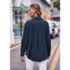 Women S Loose Fit Long Sleeve Shirt With Double Pockets Casual Fashion