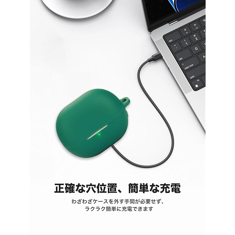 SOUNDPEATS UU for Case Cover [YANMONGI] Wireless Earphones Protective Cover Silicone Protective Case -With Chain Charging Case Cover Visible Led Light