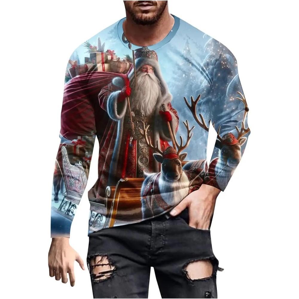 

Модный дизайн Мужская футболка с длинным рукавом 3D-принт Рождественский узор Повседневная Мужская Уличная Минималистичная Харадзюку Для улицы 6XL