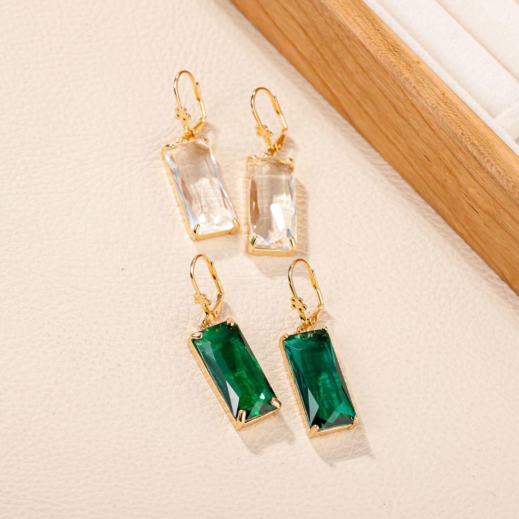 Exquisite Geometric Zirconia Pendant Earrings - Light Luxury Style