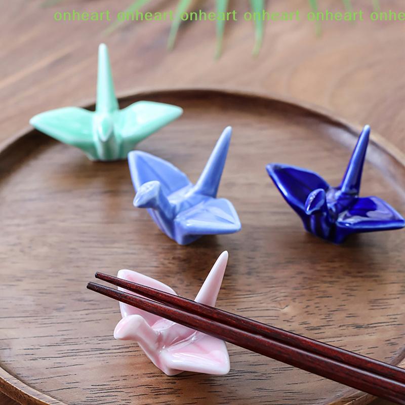 Dinner Spoon Stand Home Decoration Ornament Housewarming Gift Ceramic Paper Crane Chopstick Rest Chopsticks Forks Spoon Holder