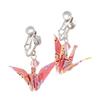 Japanisch gefertigte Origami-Kranich-Ohrringe Japanischer Stil Accessoires Damen Traditionelle Artikel Chiyogami Niedlich Geschenk Präsent Yukata Kimono Abschlussfeier