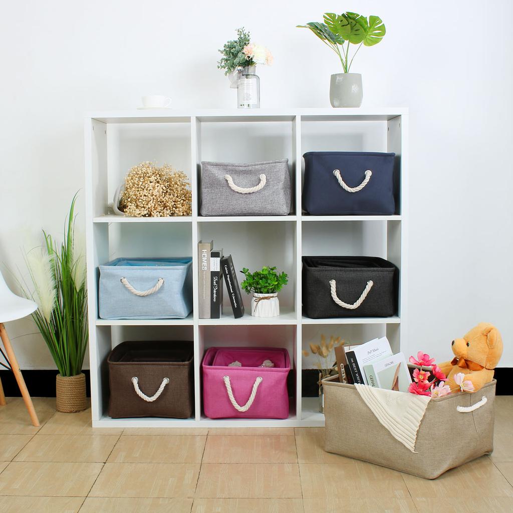 Fabric Storage Basket with Dual Handles Collapsible Storage Bins for Toys Laundry Clothes Storage Home Organizer Bedroom Closet
