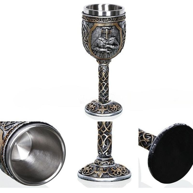 High-footed Cup Gift Resin Skull Cup, Creative 3D Stereoscopic Wolf Head Stainless Steel Decorative Cup