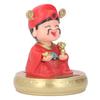 God of Wealth Figurine Solar Powered Automatic Nodding Durable Plastic Cai Shen Statue for Home Car