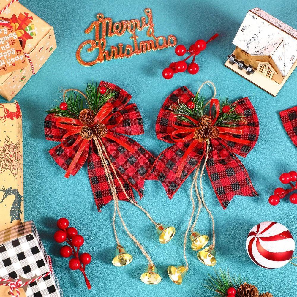 6Pcs/Set Creative Christmas Bows Hanging Ornament Christmas Tree Charm Xmas Party Supplies