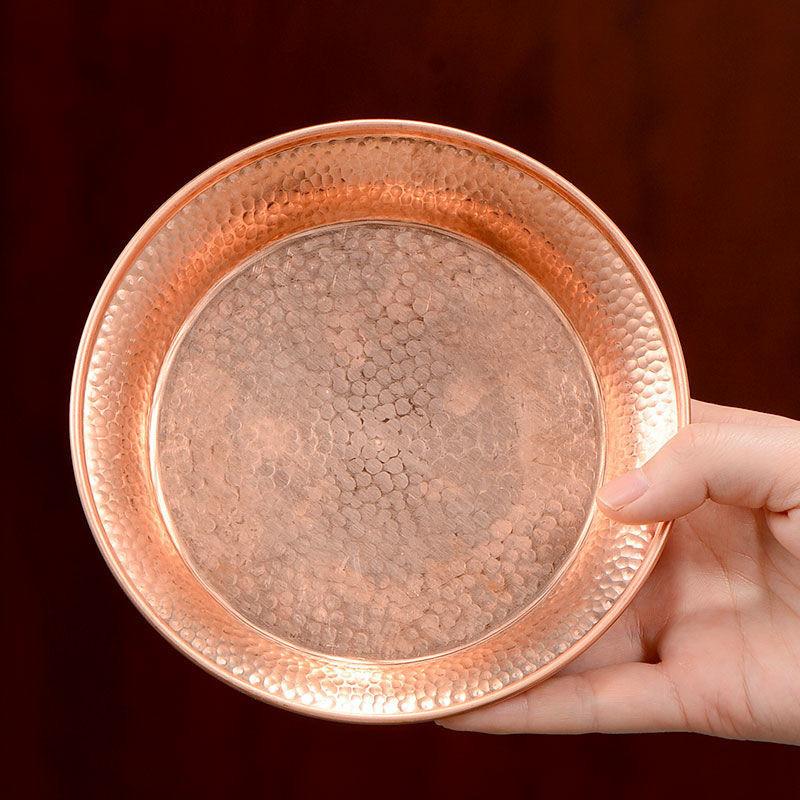 Tibetan Copper Plate 15.4cm Engraving Buddhism Brass Dish Auspicious Tantra Altars For Buddha Tray Desktop Home Gift Decorative