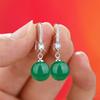 Exquisite Mode Silberfarbe Wasser Imitationsperlen Hängeohrringe für Damen Glänzende Rote Grüne Runde Ohrringe Schmuck Geschenk 2025