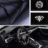 Leather Steering Wheel Cover with Glittering Rhinestones Easy To Clean and Maintain for 14.5-15inch Vehicle