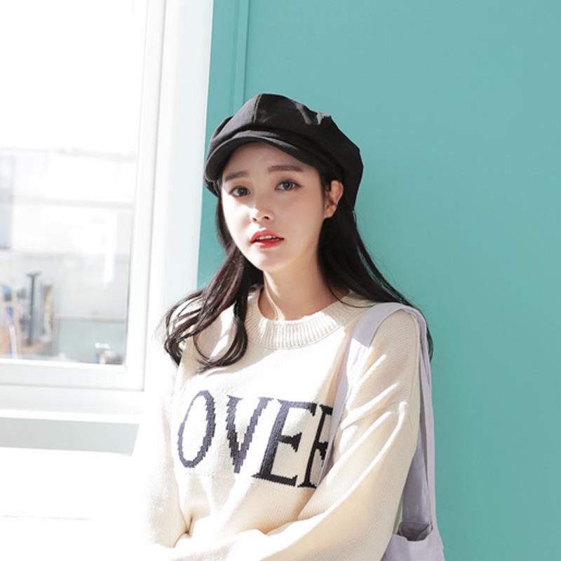 Korean Style Women's Autumn Octagonal Duck Tongue Beret - British Newsboy Casual Hat