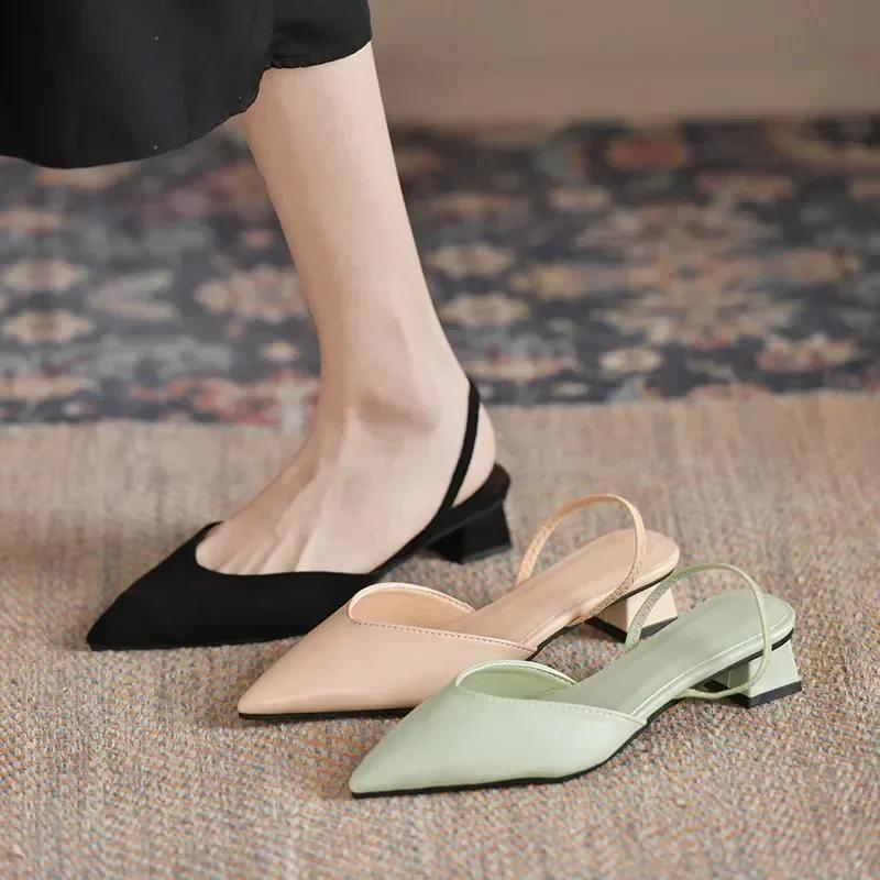 Fashion New Fashion Summer Women Pumps Woman Buckle Beige Single Shoes Square Heels Comfortable Dress Party Shoes