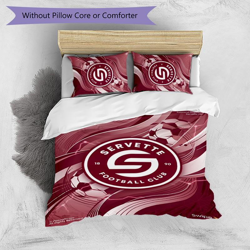Set Biancheria da Letto 3 Pezzi Stampato Servette FC Traspirante Copripiumino con Federe Biancheria da Letto Decorativa per Camera da Letto Casa