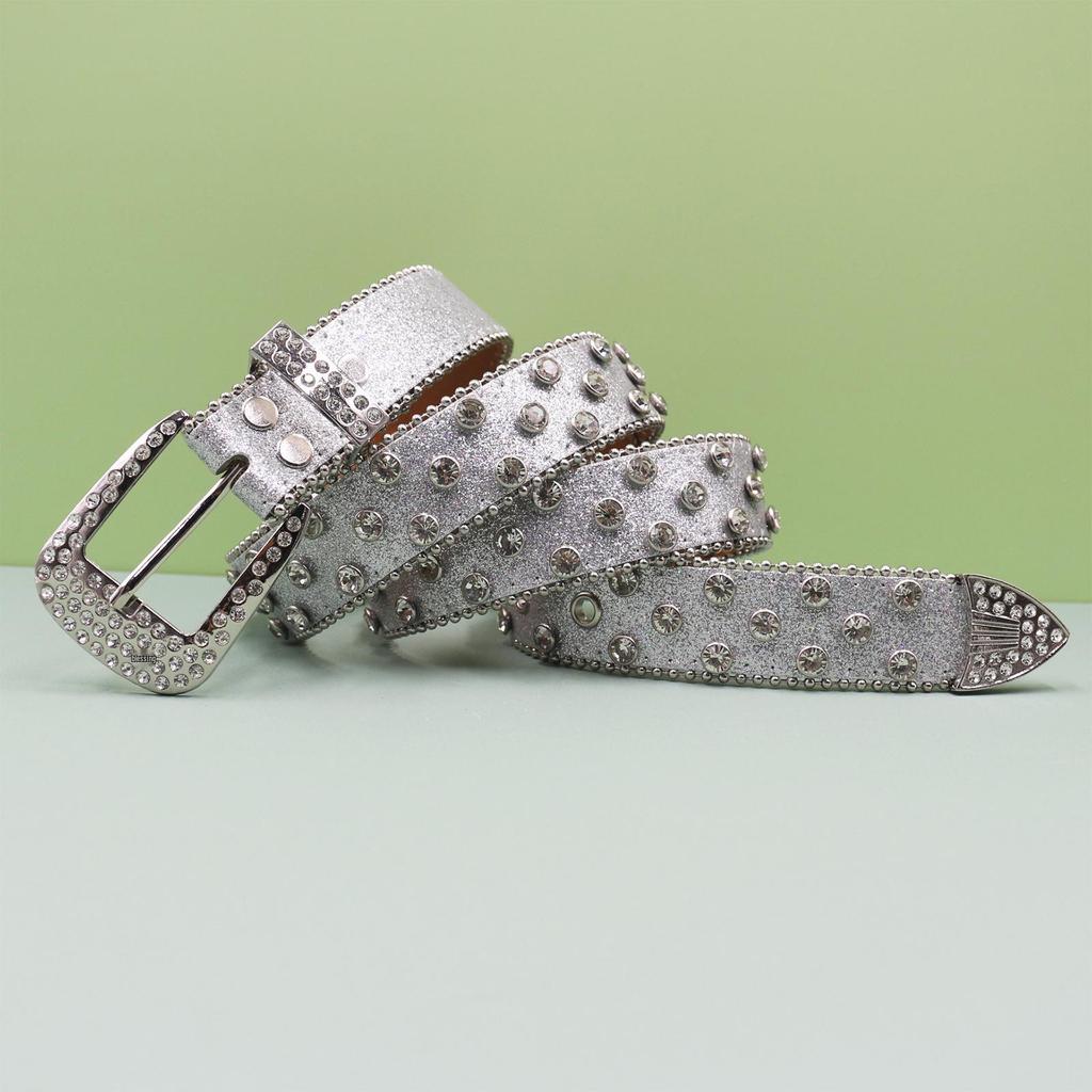 Unisex Punk Rhinestone Sequin Fashion Belt