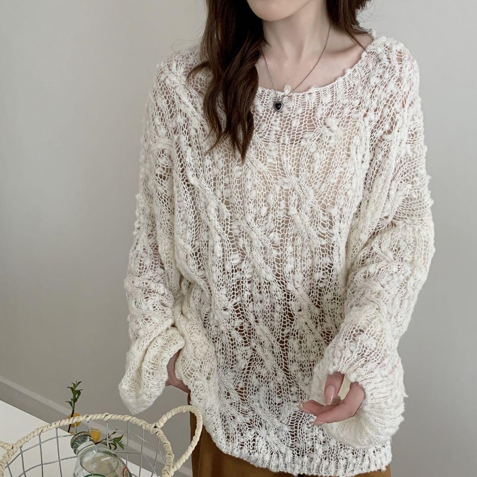 DIMANAF 2025 Sweaters Cardigan Autumn Wear Out Pullover Women Print O-Neck Sweaters Knitting Loose Pink Sweater