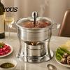 Office Lunch Food Warmer Chafers And Warmers Set with Glass Lid, Round Stainless Steel Compact Vacuum Insulated Meal Box Thermal Serving Bowl,