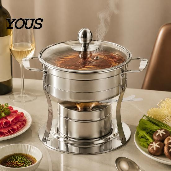Office Lunch Food Warmer Chafers And Warmers Set with Glass Lid, Round Stainless Steel Compact Vacuum Insulated Meal Box Thermal Serving Bowl,