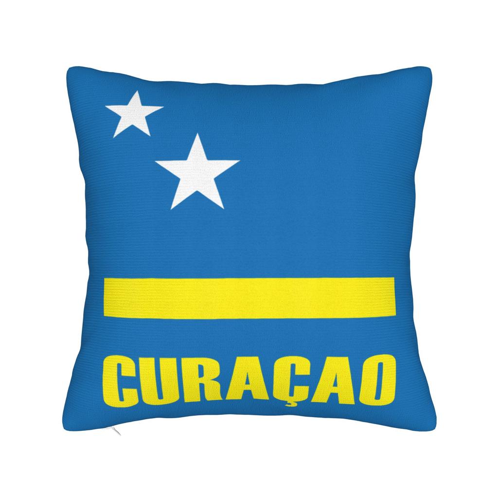 Soft Minimal Curacao Flag Stars and Stripe Art Pillowcase Cushion Cover Decoration Patriotic Throw Pillow Case Cover Home Zipper
