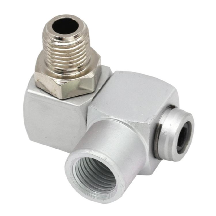 

360 Swivel Air Compressors Adapter 1/4inch Male and Female Threads Air Fittings Portable Air Tool Adapter Enduring срібний