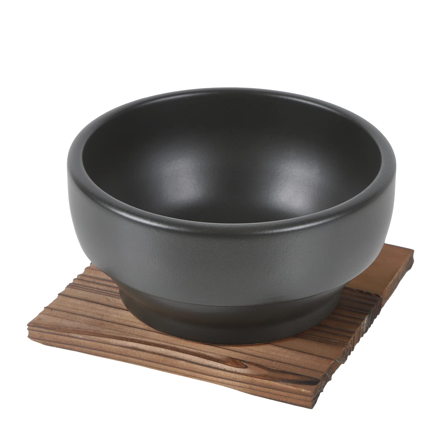

Made in Japan Heat Resistant Bibimbap Black with Roasted Cedar Board be used with open microwave toaster Bowl Bibimbap Maker Dish Container Capacity