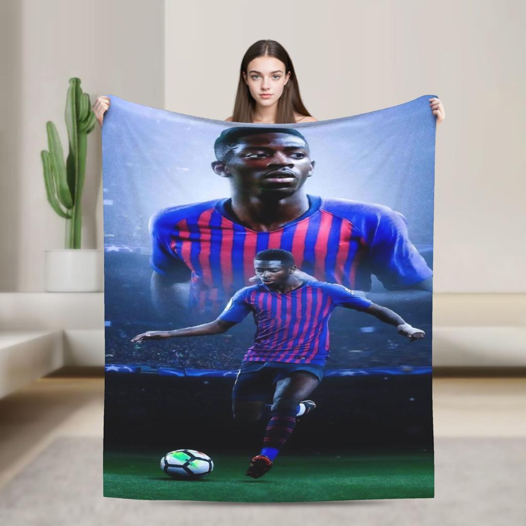 Dembele Number Blanket Fleece Football Warm Throw Blankets for Bedding Couch Bedspread