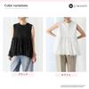 Feather Round Mixed Hem J-Scott Women's Blouse, Sleeveless, Neck, Material, Fringe, Design, Black, JS173-BK-L (Limited Stock)