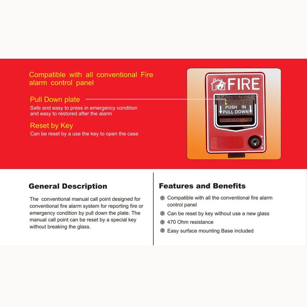 Resettable Wired Fire Alarm Emergency Call Point Button