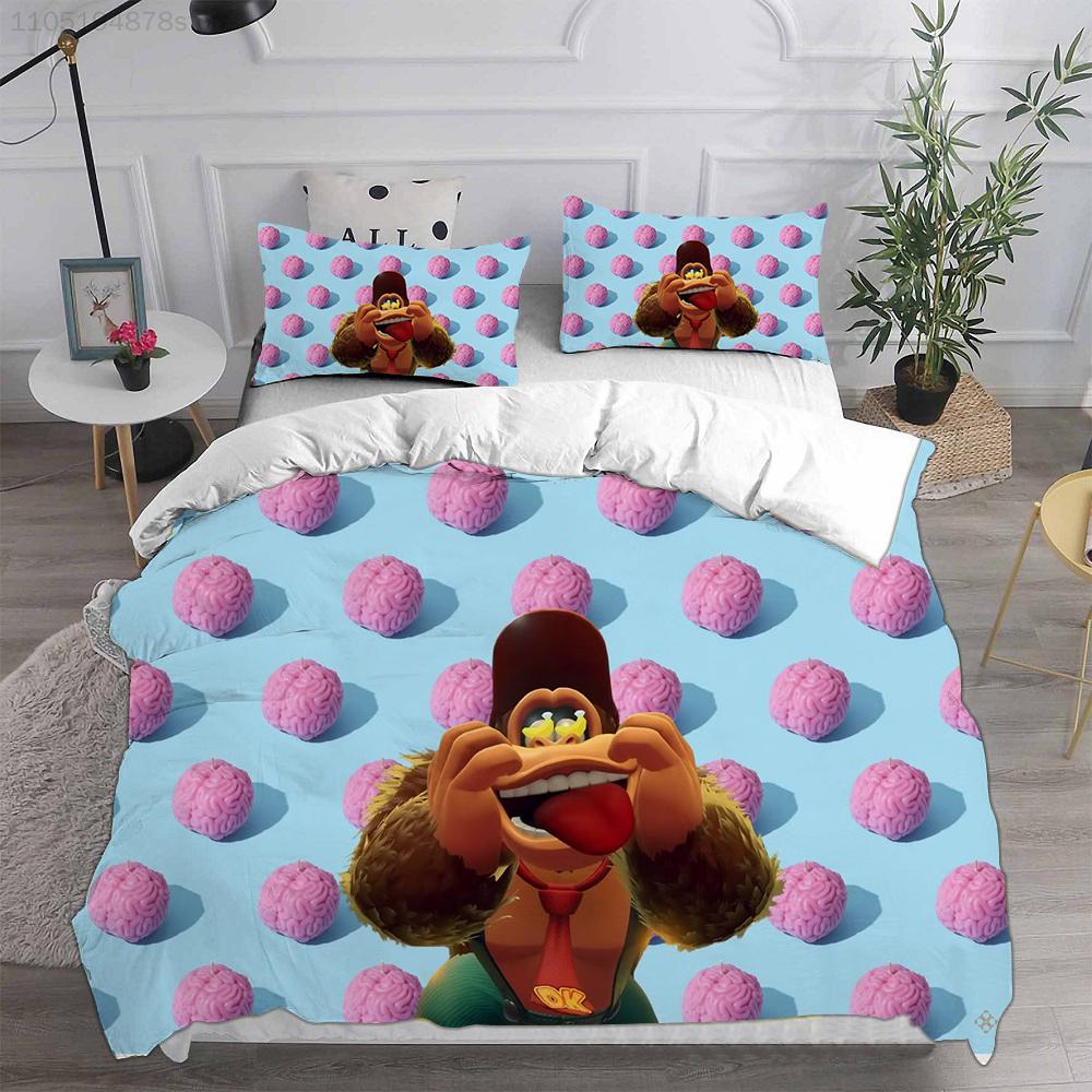 D-Donkey K-Kong B-Bananza Beddengoed Sets Enkele/Tweepersoons/Dubbele Maat Dekbedovertrek Set 2/3 Delige Sets Cadeaus voor Gamer Kinderen Volwassen Maat