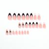 24Pcs/Set Quick Nails Winter French Black And White Flowers False Nials Sticker Wearable Waterproof Manicure Finished Nails