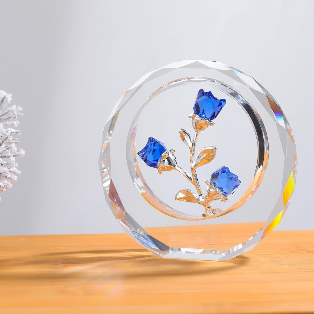 Crystal Blue Rose Birthday Gift for Popular K9 Crystal Rose Bouquet of Rose Wedding Anniversary Wedding Day Gift for Flower That Will Not Wither